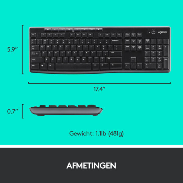 Logitech Wireless Combo MK270 toetsenbord Inclusief muis Thuis USB QWERTZ Duits Zwart - Afbeelding 11