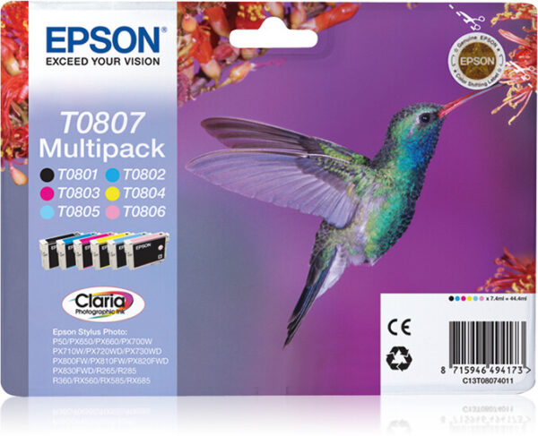 Epson Hummingbird Multipack 6-colours T0807 Claria Photographic Ink