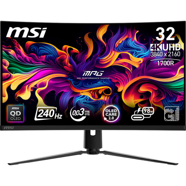 MSI MPG 321CURX QD-OLED computer monitor 80 cm (31.5") 3840 x 2160 Pixels 4K Ultra HD Zwart