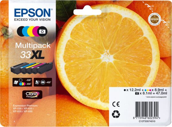 Epson Oranges Multipack 5-colours 33XL Claria Premium Ink - Afbeelding 3