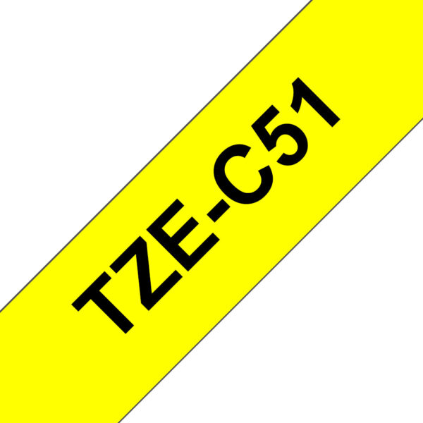 Brother TZE-C51 labelprinter-tape Zwart op fluorescerend geel