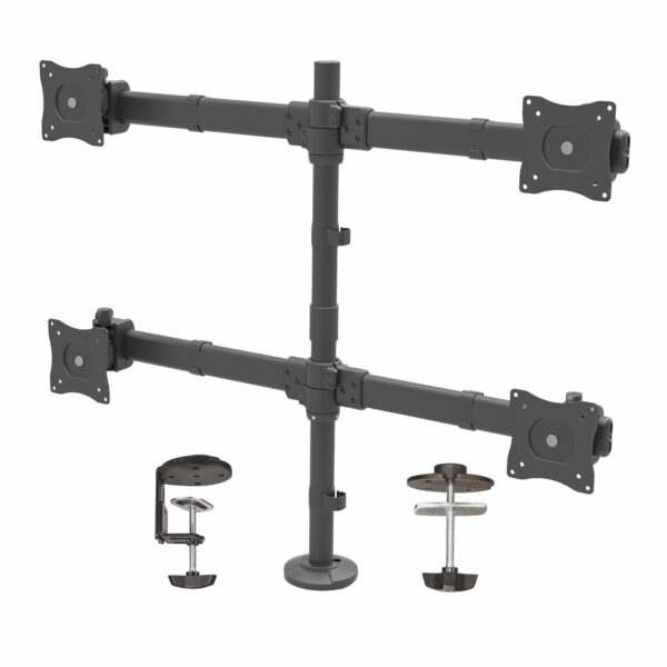 StarTech.com Quad Monitor Arm voor VESA Schermen tot 27" (8kg), 2x2 Configuratie, Verstelbare Hoogte, Scharnierende Monitorsteun