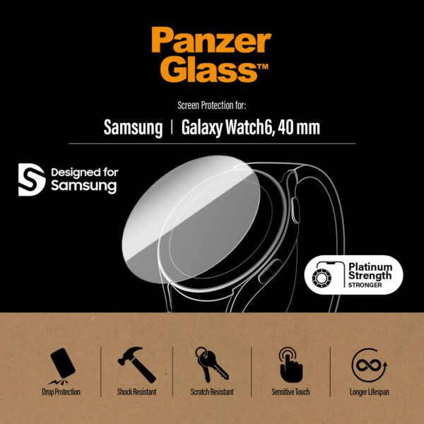 PanzerGlass Samsung Galaxy Watch 6 Classic 43mm Transparant Gehard glas, Polyethyleentereftalaat (PET) - Afbeelding 5