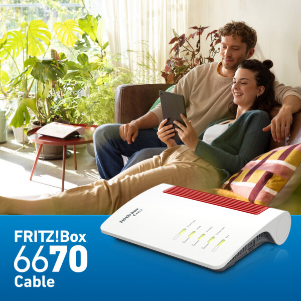 FRITZ!Box 6670 Cable Edition International draadloze router 2.5 Gigabit Ethernet Dual-band (2.4 GHz / 5 GHz) Rood, Wit - Afbeelding 8