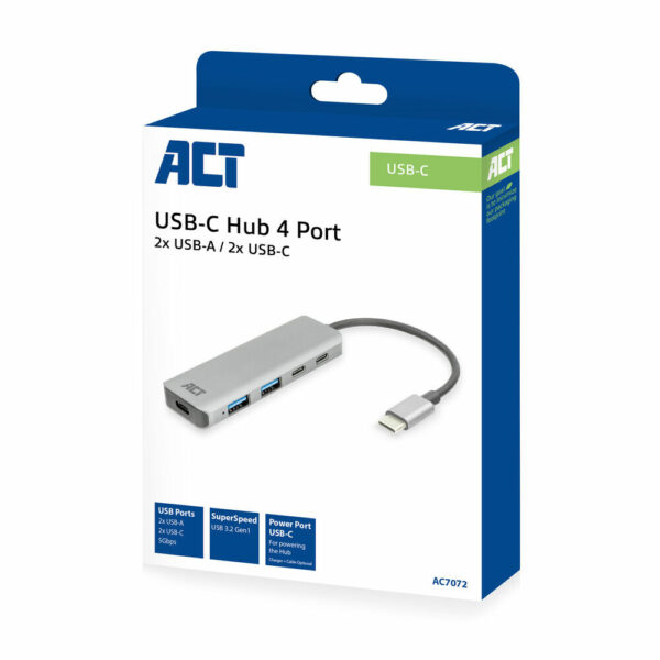 ACT USB-C hub 3.0, 2x USB-A, 2x USB-C - Afbeelding 2