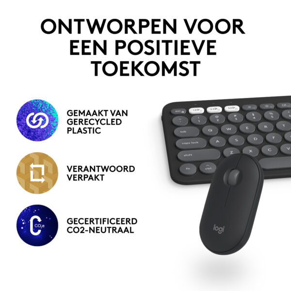 Logitech Pebble 2 Combo for Mac toetsenbord Inclusief muis Universeel RF-draadloos + Bluetooth AZERTY Frans Grafiet - Afbeelding 12