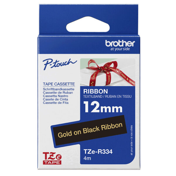 Brother TZE-R334 labelprinter-tape Goud op zwart - Afbeelding 3