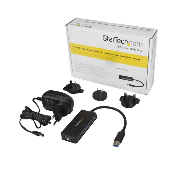 StarTech.com 4 Port USB 3.0 Hub SuperSpeed met Fast Charge, Portable USB 3.2 Gen 1 Type-A Laptop/Desktop Hub, USB Bus Power/Self - Afbeelding 3