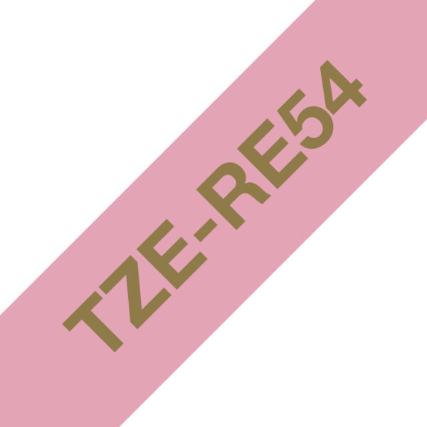 Brother TZE-RE54 labelprinter-tape Goud op roze