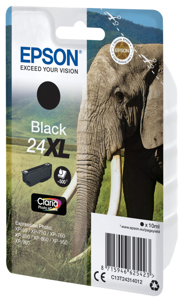 Epson Elephant Singlepack Black 24XL Claria Photo HD Ink - Afbeelding 2