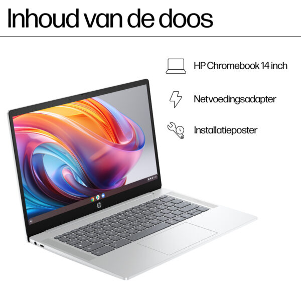 HP Chromebook 14a-nf0050nd Intel® N N100 35,6 cm (14") Full HD 4 GB LPDDR5-SDRAM 128 GB Flash Wi-Fi 6E (802.11ax) ChromeOS Zilve - Afbeelding 16