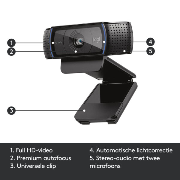 Logitech Hd Pro C920 webcam 3 MP 1920 x 1080 Pixels USB 2.0 Zwart - Afbeelding 6