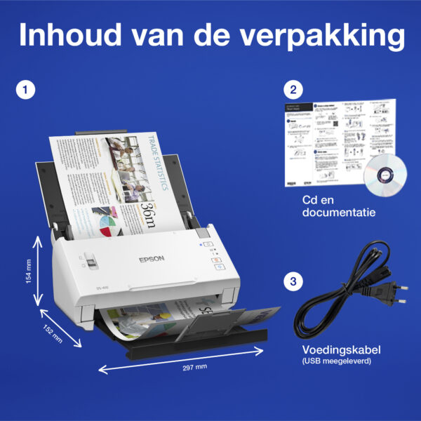 Epson WorkForce DS-410 compacte zakelijke sheet-fed A4-scanner met automatische documentinvoer voor 50 vellen en Document Captur - Afbeelding 4