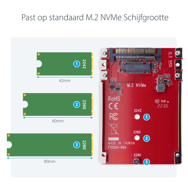 StarTech.com M.2 naar U.3 Adapter voor M.2 NVMe SSDs, PCIe M.2 Schijf naar 2.5inch U.3 (SFF-TA-1001) Host Adapter/Converter, TAA - Afbeelding 13