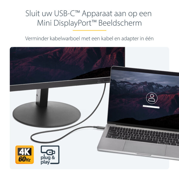 StarTech.com 1,8 m USB-C naar Mini DisplayPort-kabel 4K 60Hz zwart - Afbeelding 8