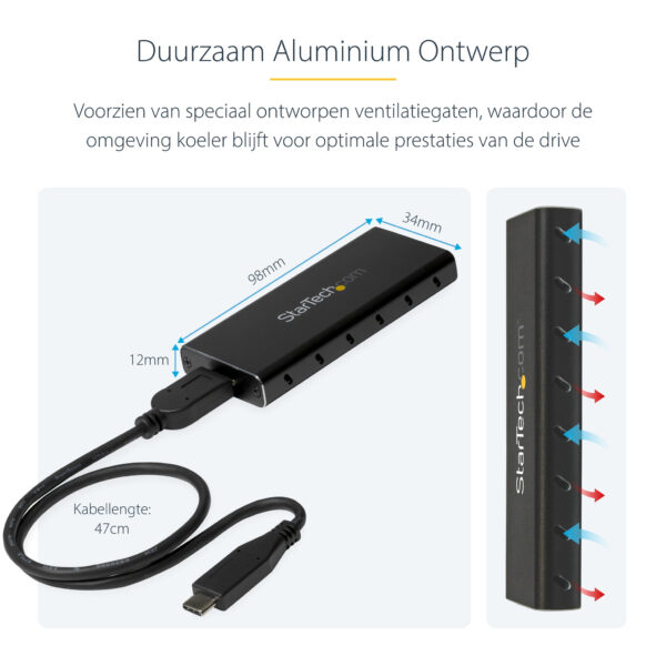 StarTech.com M.2 naar SATA SSD behuizing USB 3.1 (10Gbps) met USB-C kabel externe behuizing - Afbeelding 10