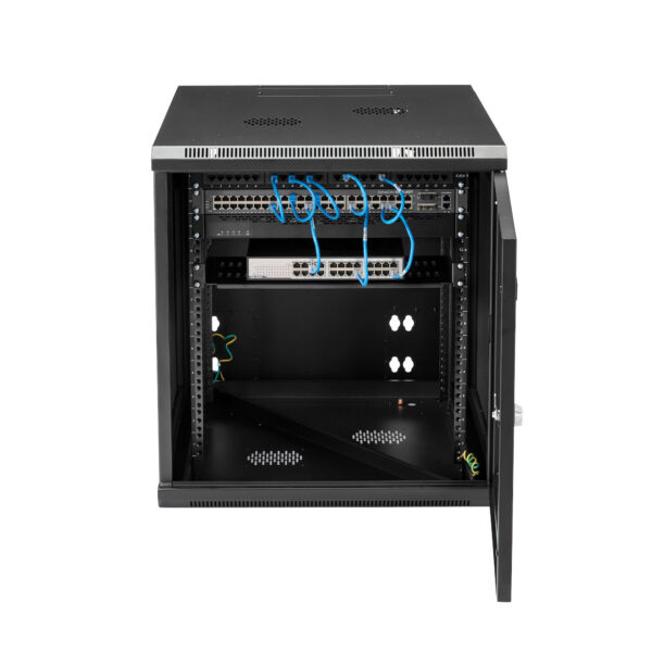 StarTech.com 4 Post 12U Wandmonteerbare Netwerkkast met 1U Schap, 19" Scharnierende Patchkast voor Data/AV/Electronica/Computer - Afbeelding 6