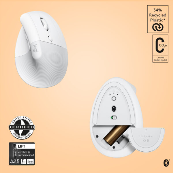 Logitech Lift for Mac muis Kantoor Rechtshandig RF-draadloos + Bluetooth Optisch 4000 DPI - Afbeelding 6