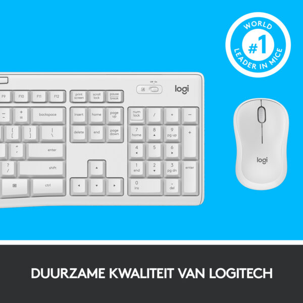 Logitech MK295 Silent Wireless Combo toetsenbord Inclusief muis Kantoor RF Draadloos AZERTY Frans Wit - Afbeelding 8