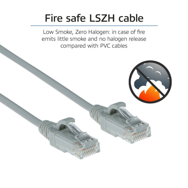 ACT Grijze 2 meter LSZH U/UTP CAT6 datacenter slimline patchkabel snagless met RJ45 connectoren - Afbeelding 7