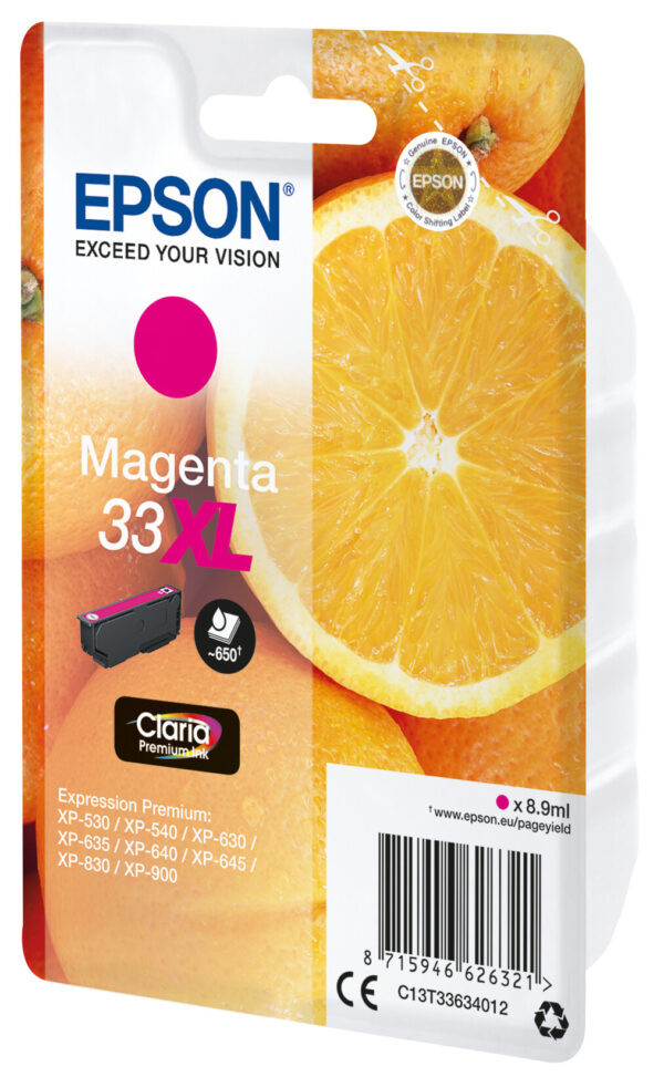 Epson Oranges Singlepack Magenta 33XL Claria Premium Ink - Afbeelding 2