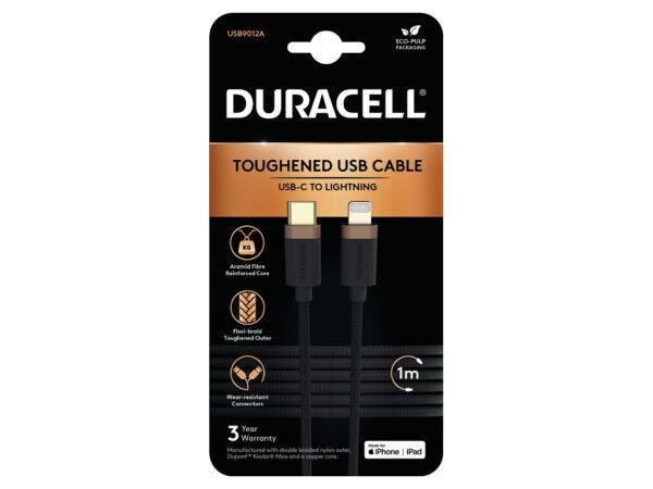 Duracell USB9012A Lightning-kabel Zwart