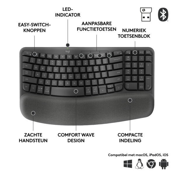 Logitech Wave Keys for Business Ergonomisch Toetsenbord - Afbeelding 6