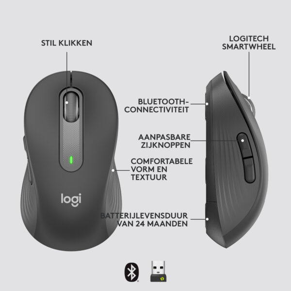 Logitech Signature M650 Draadloze Muis - Voor kleine tot middelgrote handen, 2 jaar batterijduur, stil klikken, aanpasbare zijkn - Afbeelding 11