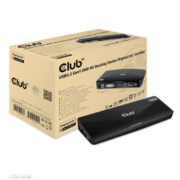 CLUB3D UNIVERSEEL USB 3.1 Gen 1 DisplayLink® gecertificeerd Docking station UHD 4K - Afbeelding 5