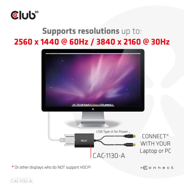 CLUB3D Mini DisplayPort to Dual Link DVI, HDCP OFF version for Apple Cinema Displays Active Adapter - Afbeelding 5