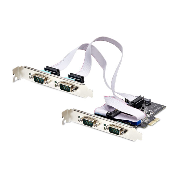 StarTech.com 4-Port PCIe Seriële Adapter Kaart, Quad PCI Express naar RS232/RS422/RS485 (DB9) Serial Kaart, Incl. Low-Profile Be