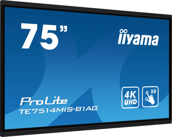 iiyama TE7514MIS-B1AG beeldkrant Interactief flatscreen 190,5 cm (75") LCD Wifi 435 cd/m² 4K Ultra HD Zwart Touchscreen Type pro - Afbeelding 2