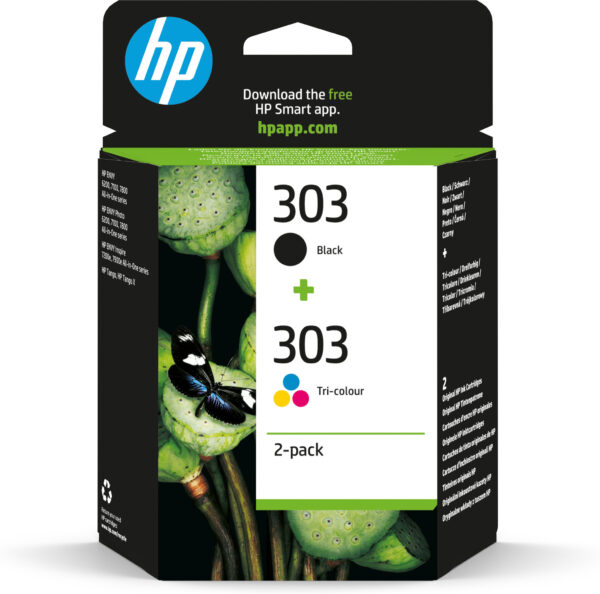 HP 303 originele zwarte/drie-kleuren inktcartridges, 2-pack