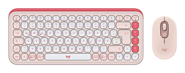 Logitech POP Icon Combo toetsenbord Inclusief muis Universeel Bluetooth QWERTZ Duits Roze, Wit