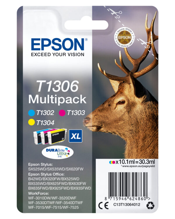 Epson Stag Multipack 3-kleur T1306 DURABrite Ultra Ink