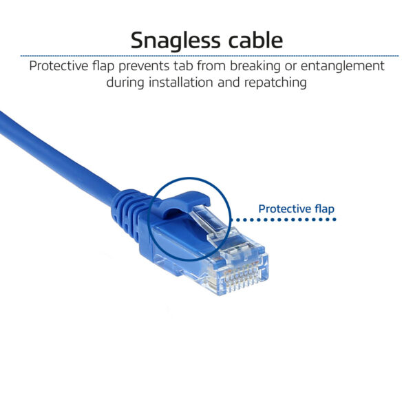 ACT Blauwe 3 meter LSZH U/UTP CAT6 datacenter slimline patchkabel snagless met RJ45 connectoren - Afbeelding 5