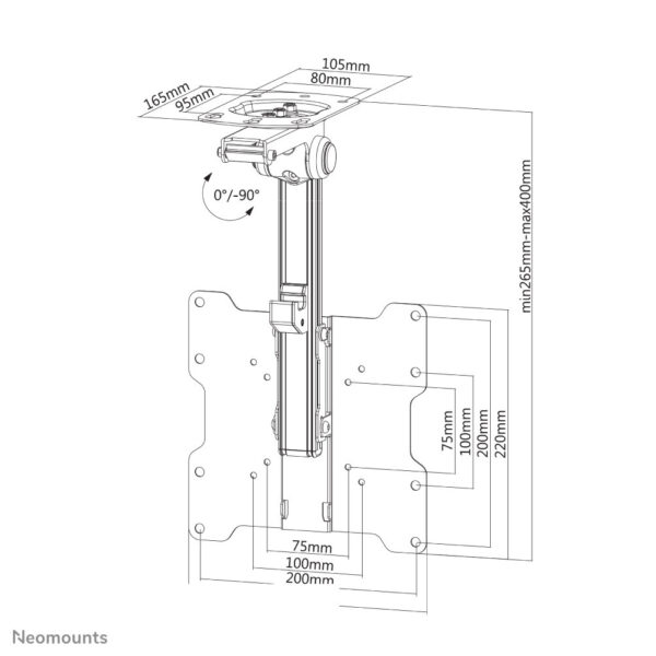 Neomounts monitor plafondsteun - Afbeelding 4