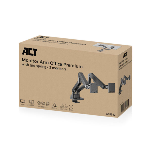 ACT Monitorarm office premium, gasveer, 2 monitoren - Afbeelding 3