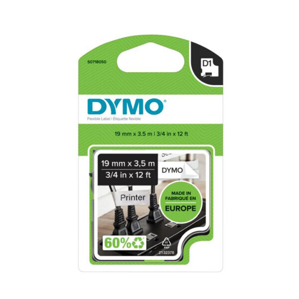 DYMO D1 -Durable Labels - Black on White - 19mm x 5.5m - Afbeelding 2