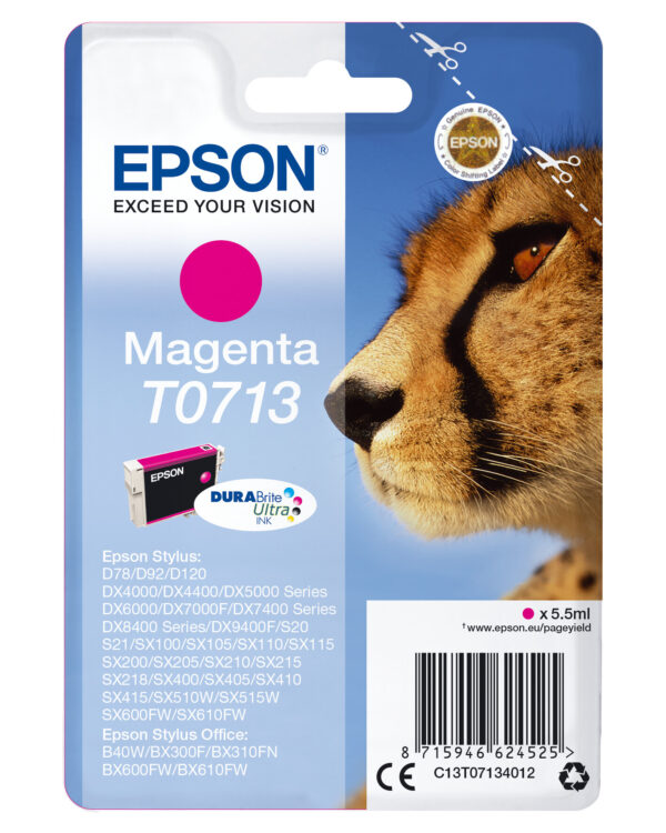 Epson Singlepack Magenta T0713 DURABrite Ultra Ink