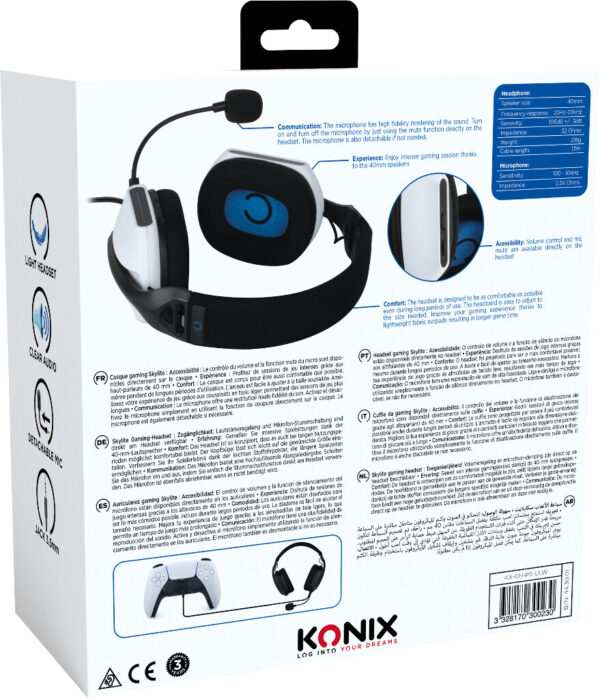 Konix Skylite Headset Bedraad Hoofdband Gamen Zwart, Wit - Afbeelding 2