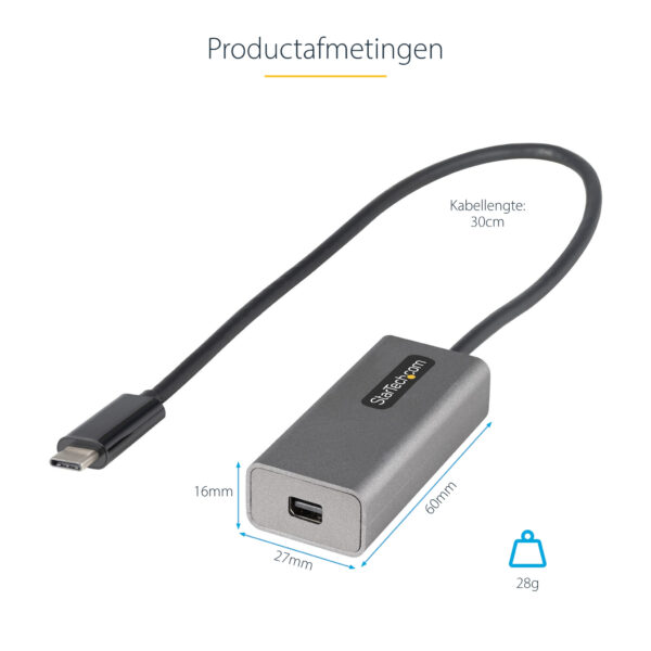 StarTech.com USB C naar Mini DisplayPort Adapter - 4K 60Hz USB-C naar mDP Adapter Dongle - USB Type-C naar Mini DP Monitor - Vid - Afbeelding 7