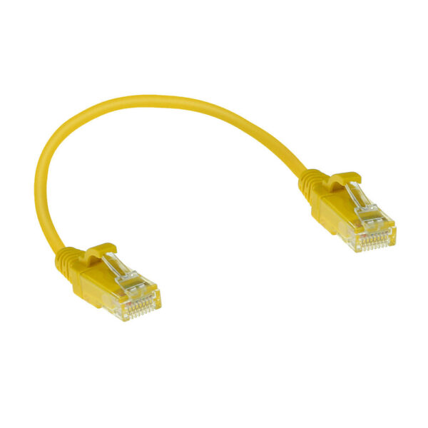 ACT Gele 0,15 meter LSZH U/UTP CAT6 datacenter slimline patchkabel snagless met RJ45 connectoren - Afbeelding 2