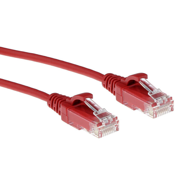 ACT Rode 3 meter LSZH U/UTP CAT6 datacenter slimline patchkabel snagless met RJ45 connectoren