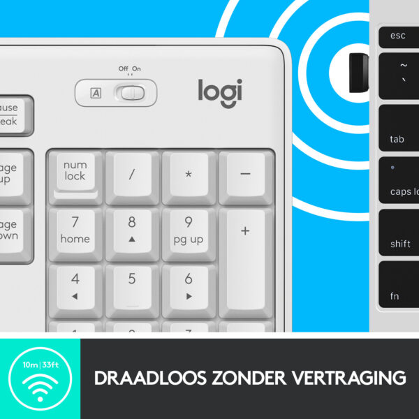 Logitech MK295 Silent Wireless Combo toetsenbord Inclusief muis Kantoor RF Draadloos AZERTY Frans Wit - Afbeelding 5