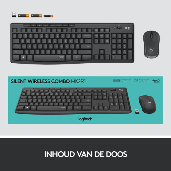 Logitech MK295 Silent Wireless Combo toetsenbord Inclusief muis Kantoor RF Draadloos AZERTY Belgisch Grafiet - Afbeelding 2