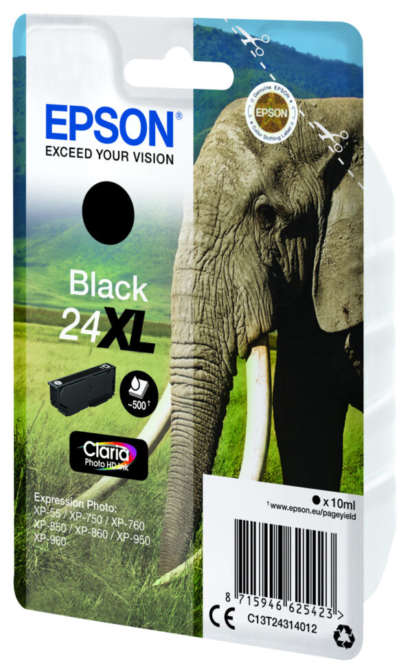 Epson Elephant Singlepack Black 24XL Claria Photo HD Ink - Afbeelding 4