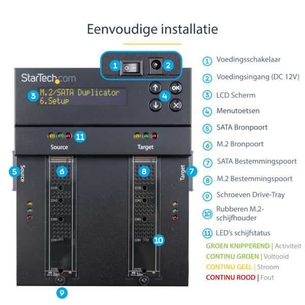 StarTech.com Standalone M.2 SATA & M.2 NVMe Duplicator en Wisser - HDD/SSD Cloner/Wiper voor M.2 PCIe AHCI/NVMe, M.2 SATA, 2.5/3 - Afbeelding 11