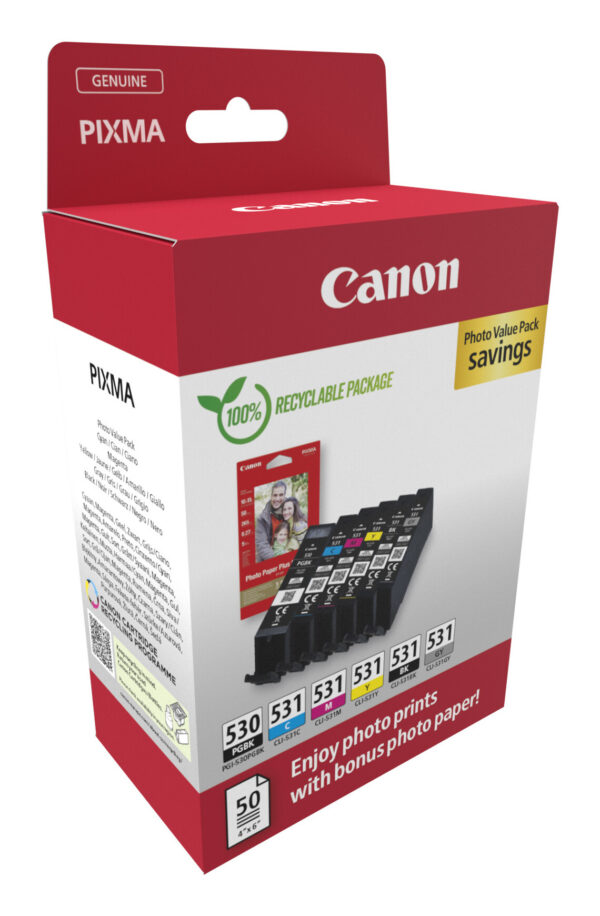 Canon PGI-530/CLI-531 PVP inktcartridge 6 stuk(s) Origineel Zwart, Cyaan, Grijs, Magenta, Foto zwart, Geel - Afbeelding 2