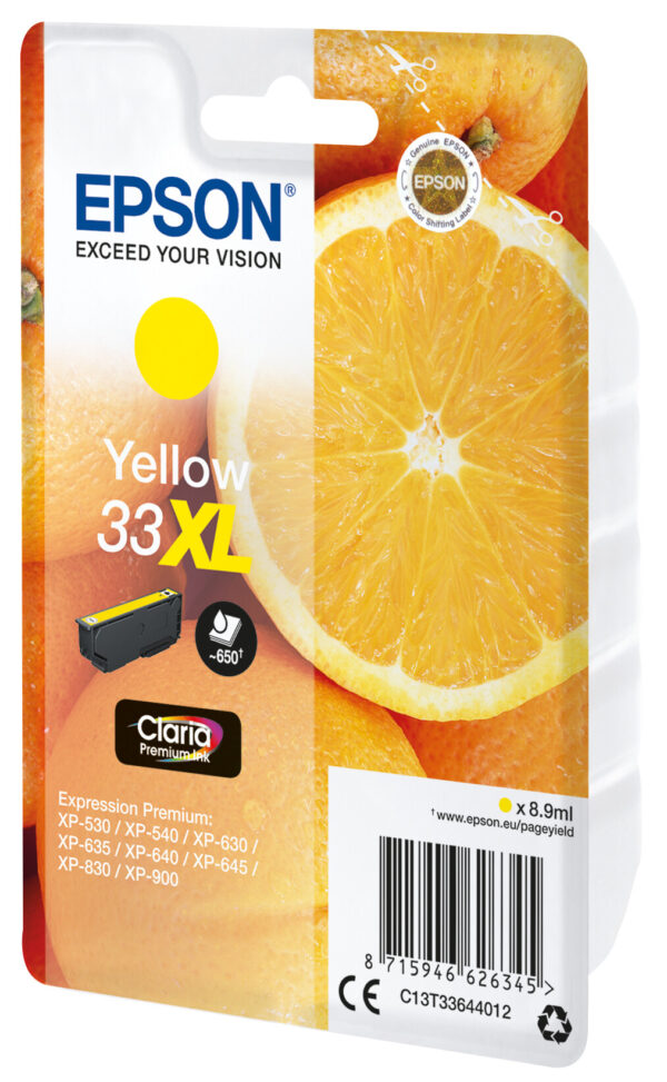 Epson Oranges Singlepack Yellow 33XL Claria Premium Ink - Afbeelding 2